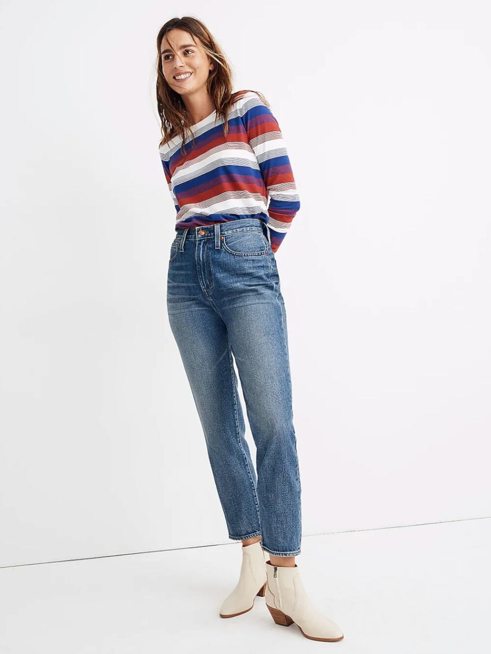 Madewell The Momjean in Downey Wash 26 Mom Jean High Rise AG375 Capsule Wardrobe